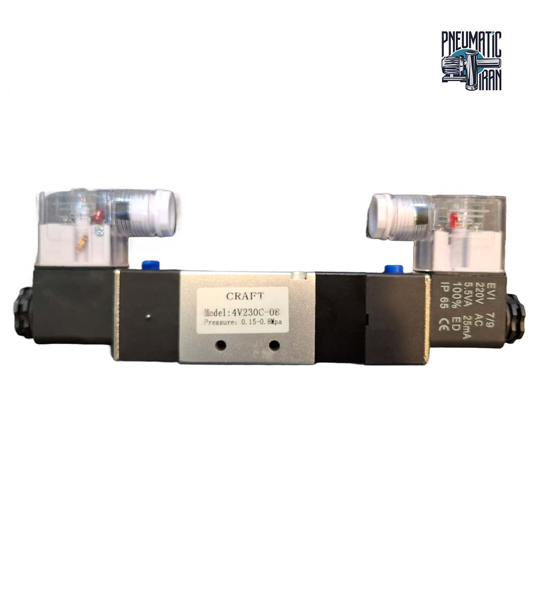 شیر برقی پنوماتیک ۱۴-۵-۳ دو بوبین برند Craft مدل 4V230C-08 (1)